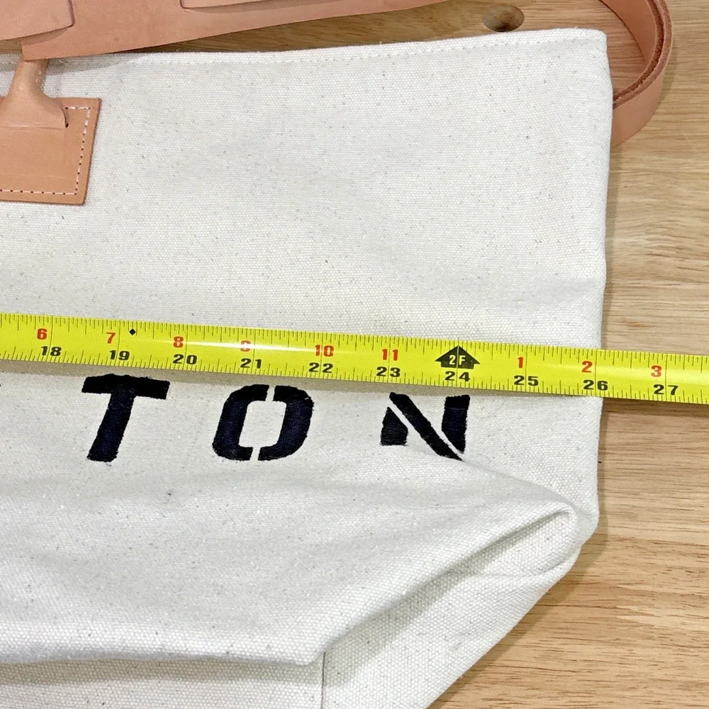 Hunker Goods Charleston Canvas White Leather Handle Large Duffel Bag NWT